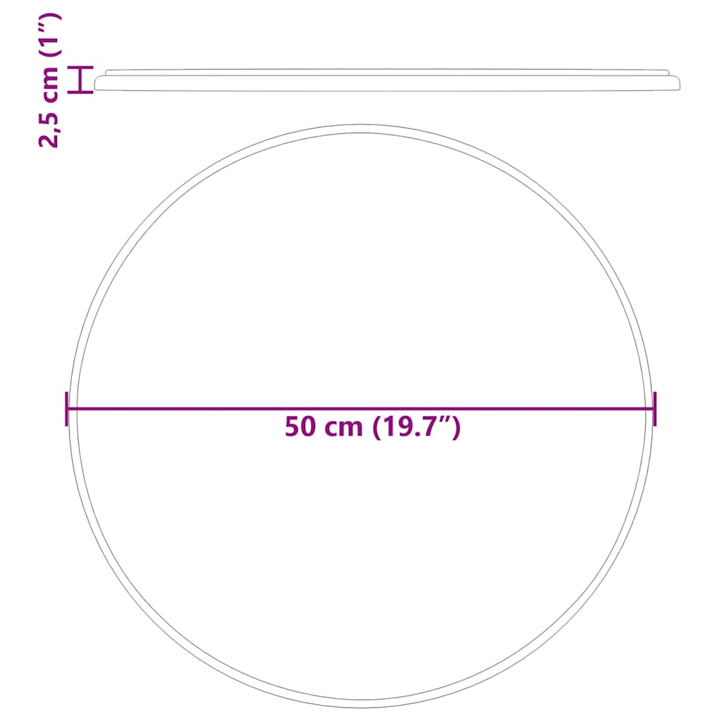 galda virsma, Ø50x2,5 cm, melns marmors