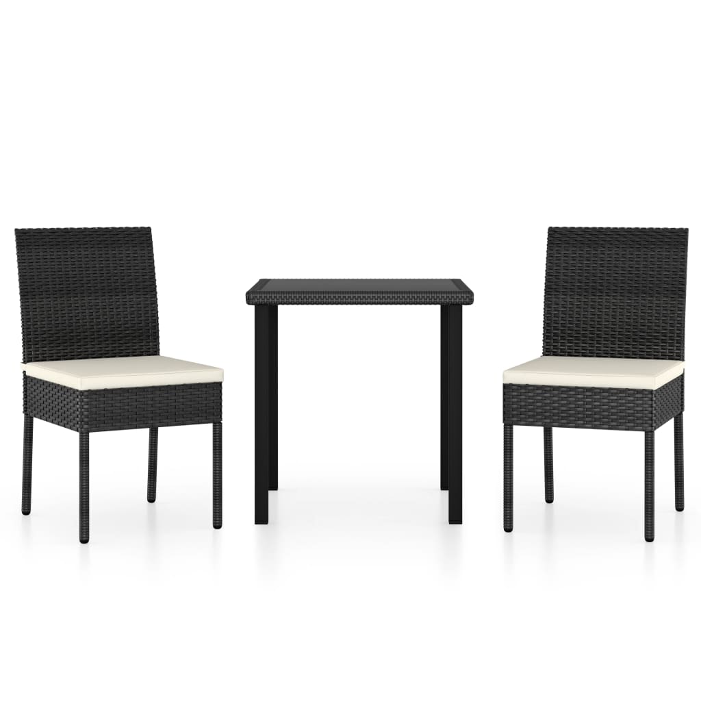 Photos - Garden Furniture VidaXL 3 Piece Patio Dining Set Poly Rattan Black 