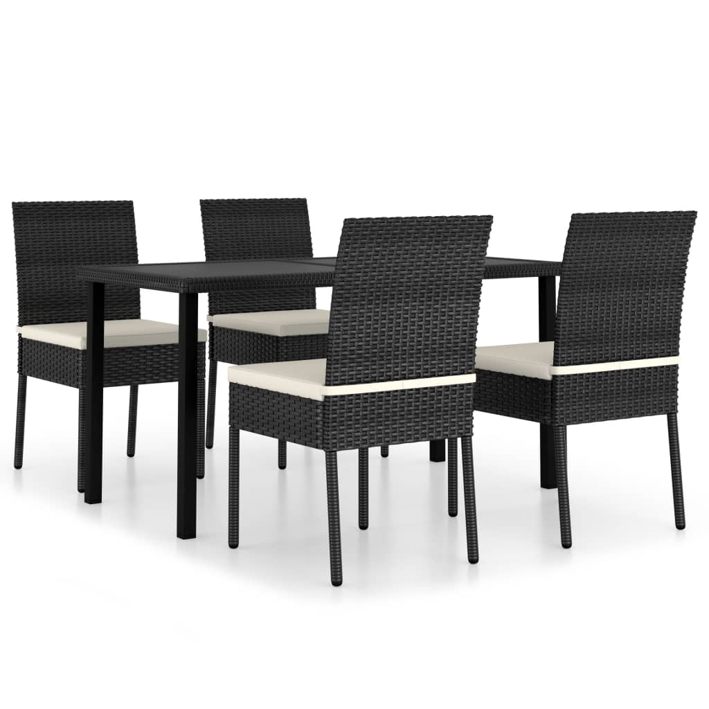 Photos - Garden Furniture VidaXL 5 Piece Patio Dining Set Poly Rattan Black 