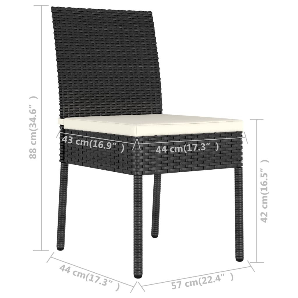 Zestaw ogrodowy 140x70 czarny + 6 krzeseł + poduszki