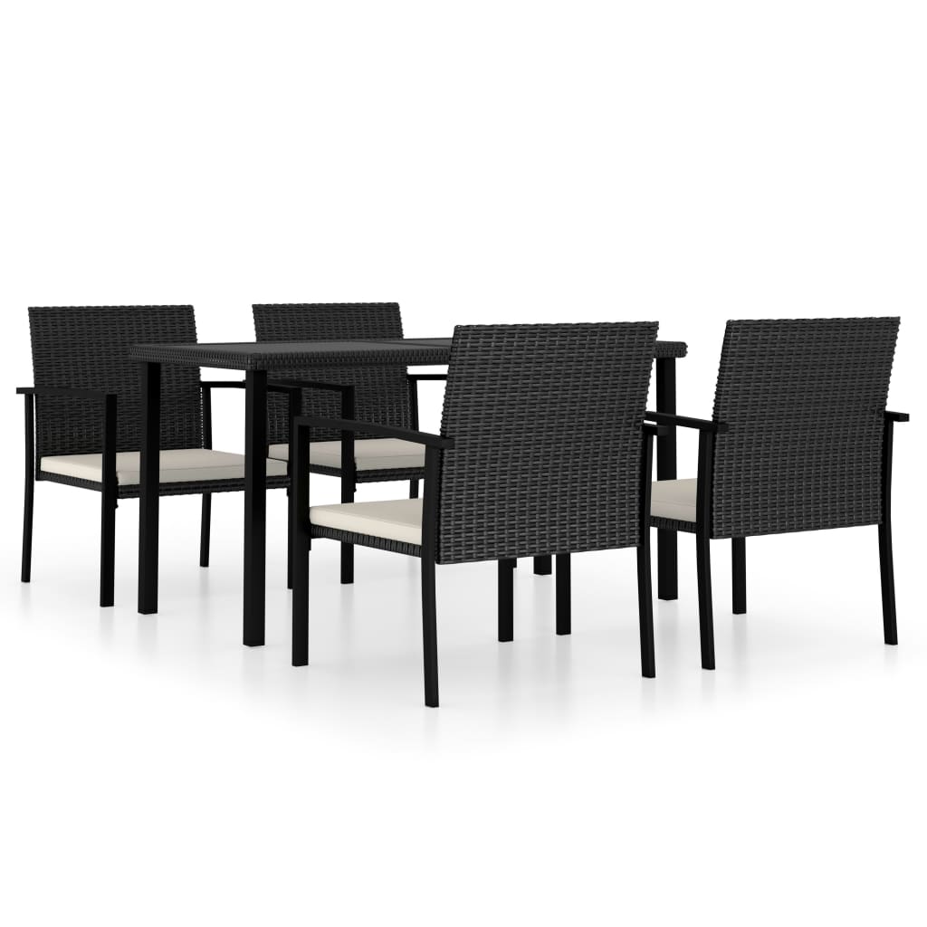 Photos - Garden Furniture VidaXL 5 Piece Patio Dining Set Poly Rattan Black 