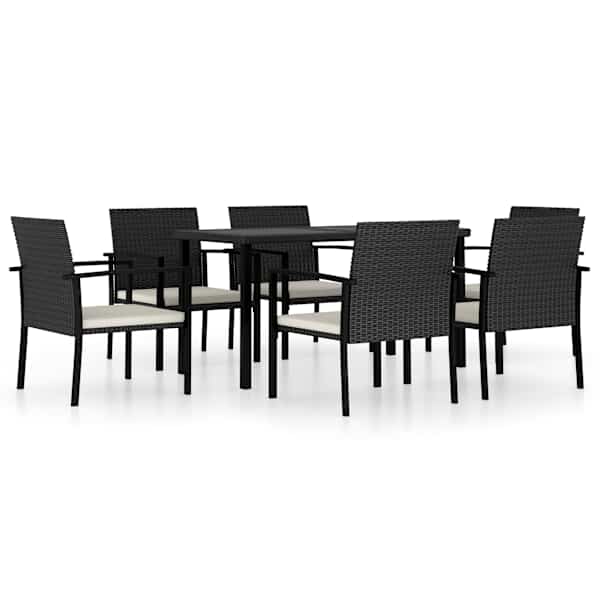 vidaXL 7-osaline aiam&ouml;&ouml;bli komplekt, pol&uuml;rotang, must