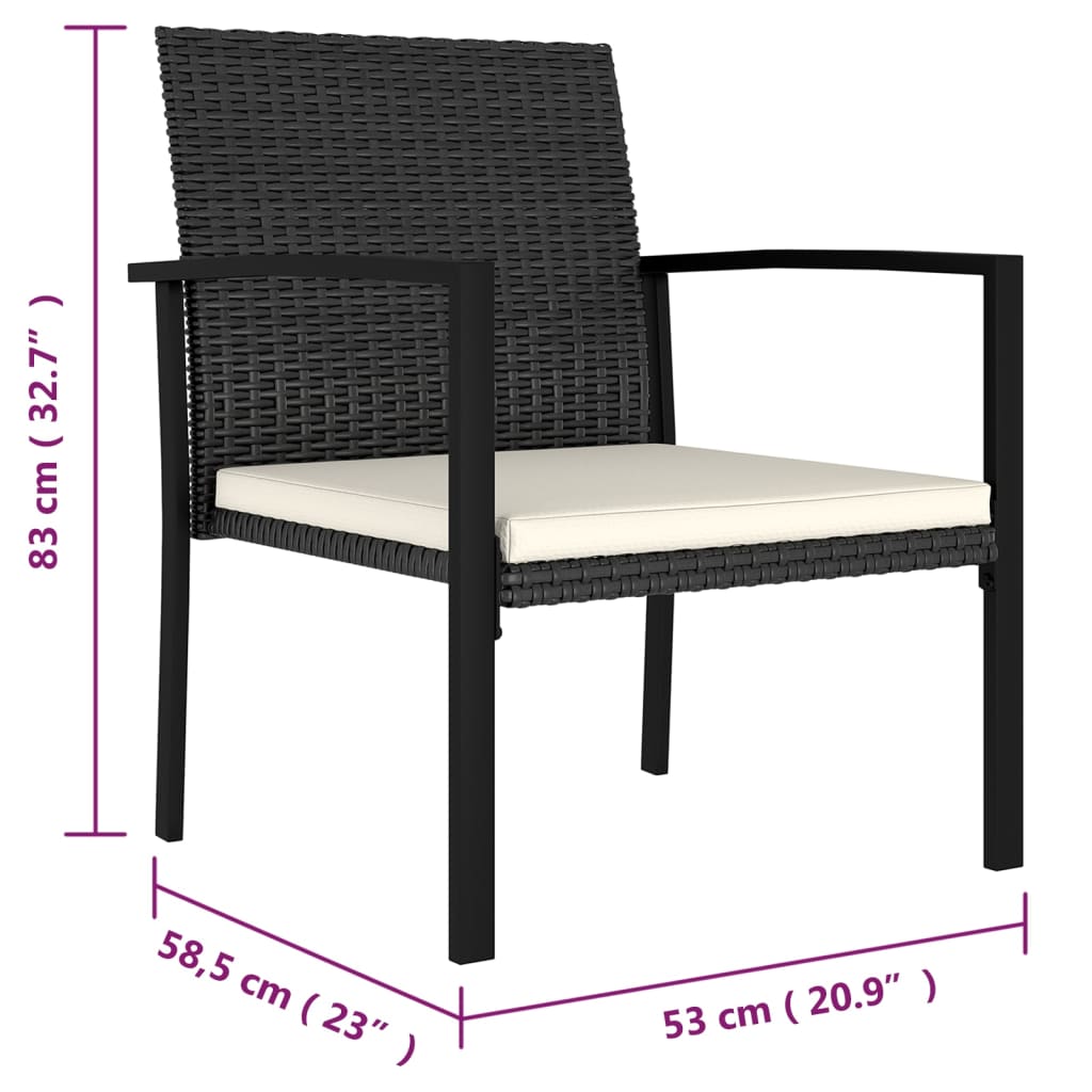 Set de mobilier pentru grădină, 7 piese, negru, poliratan