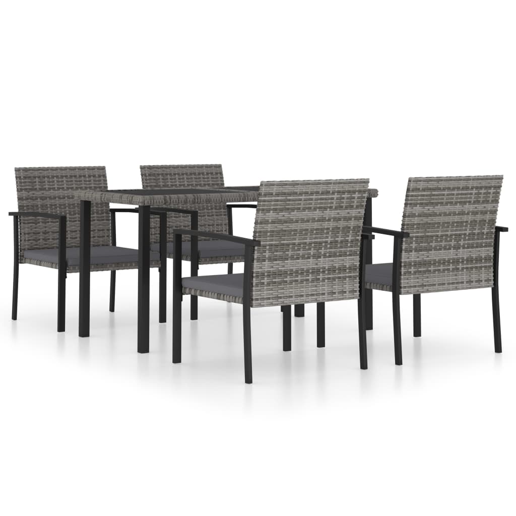 Photos - Garden Furniture VidaXL 5 Piece Patio Dining Set Poly Rattan Gray 