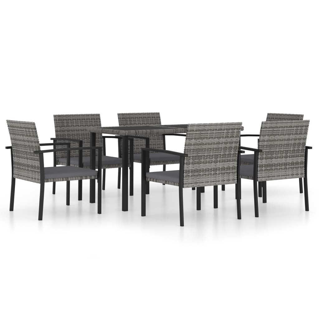 Photos - Garden Furniture VidaXL 7 Piece Patio Dining Set Poly Rattan Gray 