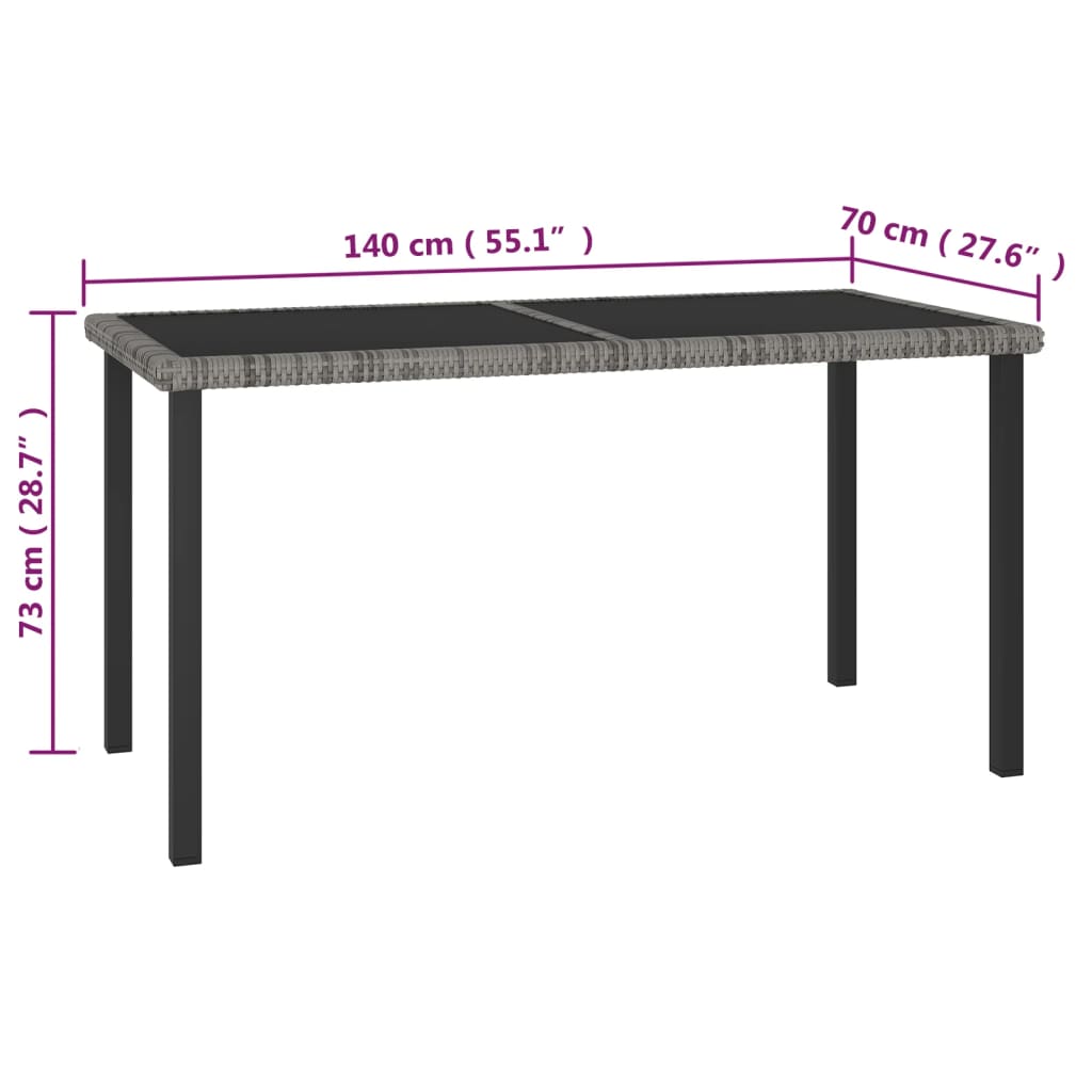 Set mobilier de grădină, 7 piese, gri, poliratan