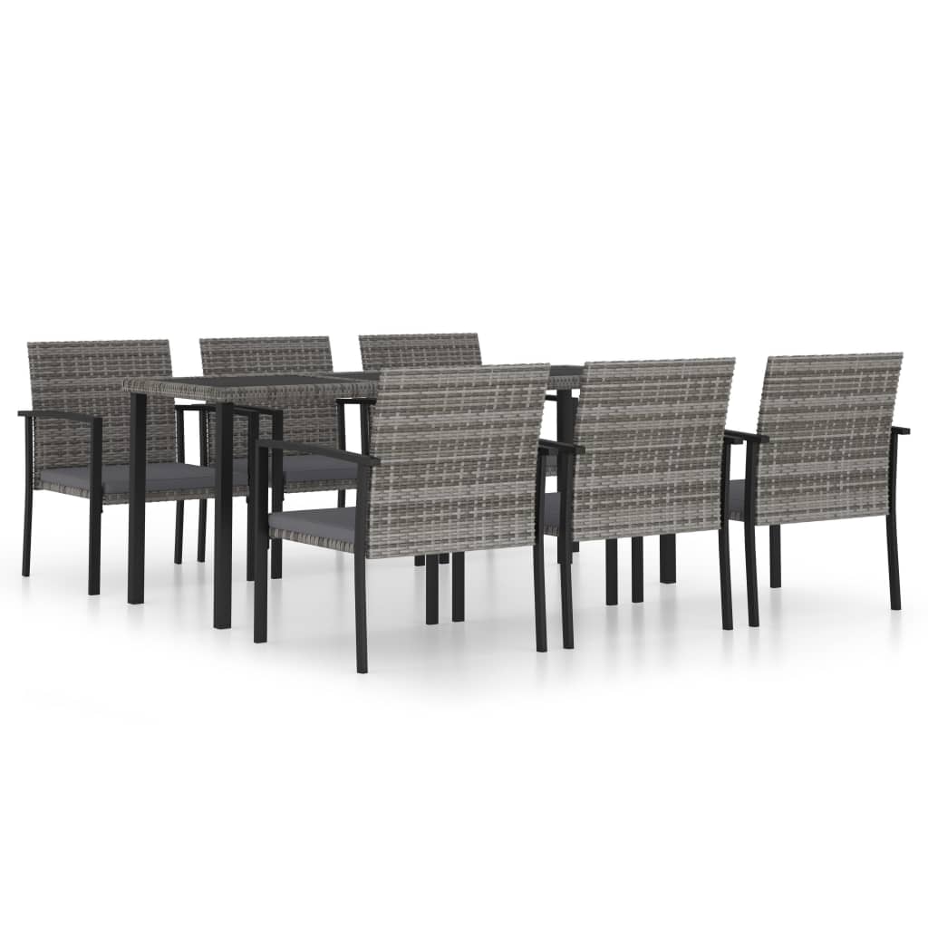 Photos - Garden Furniture VidaXL 7 Piece Patio Dining Set Poly Rattan Gray 