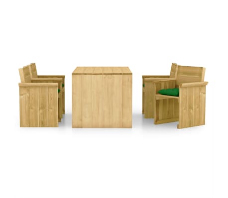 vidaXL Set Pranzo da Giardino 5pz con Cuscini Legno di Pino Impregnato