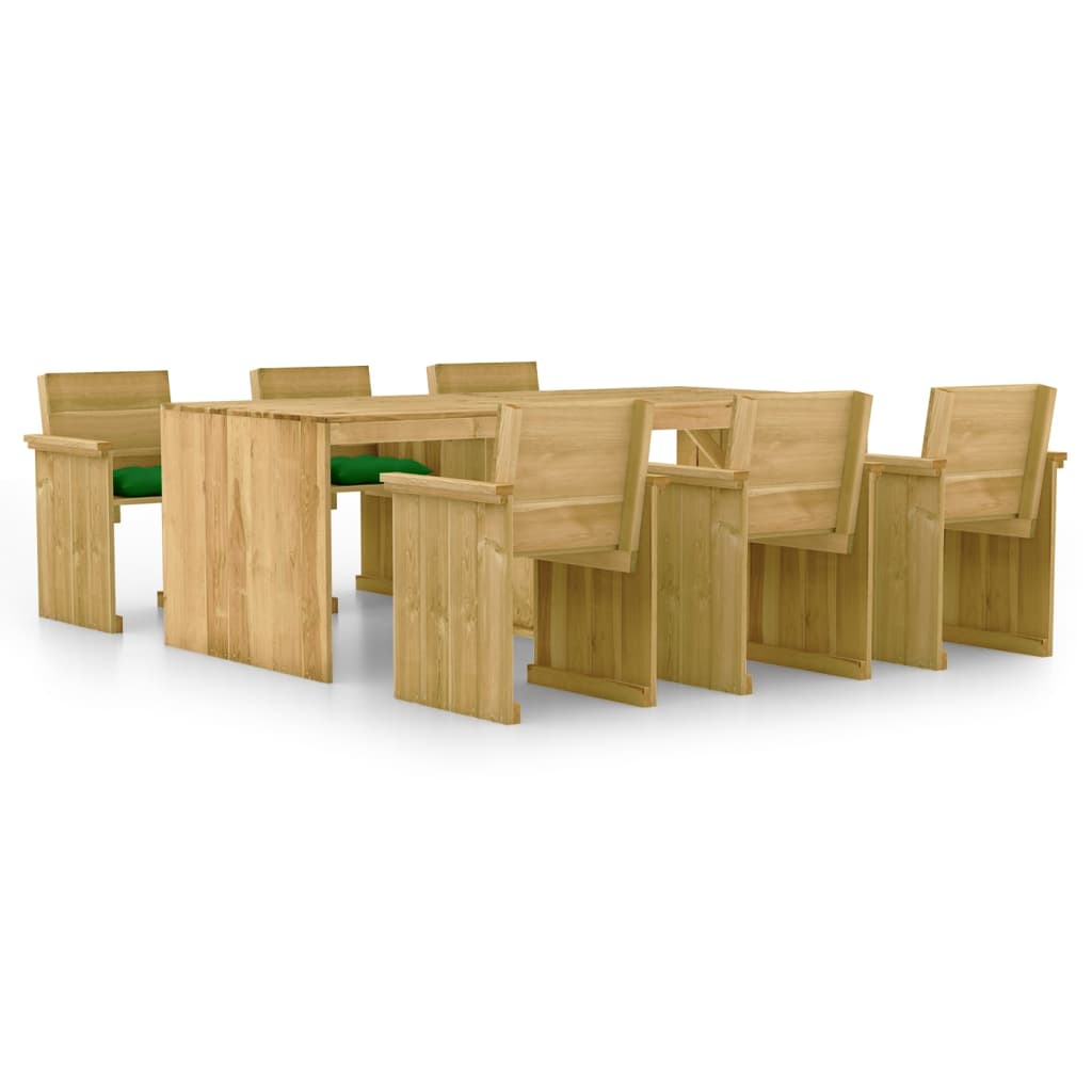 vidaXL Mobilier à dîner de jardin 7 pcs avec coussins Pin imprégné