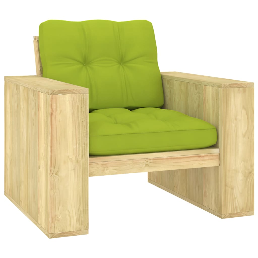 vidaXL Chaise de jardin avec coussins vert vif Bois de pin imprégné