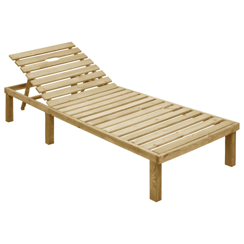 vidaXL Lettino da Giardino con Cuscino Beige Legno Pino Impregnato