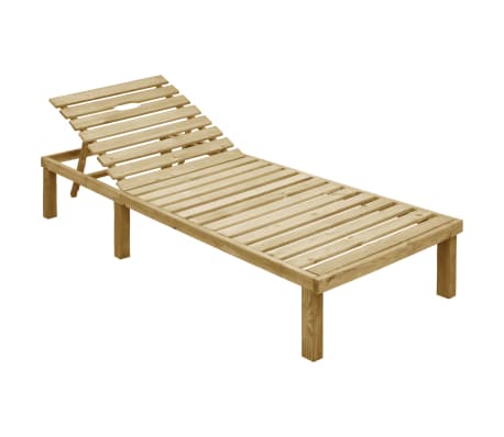 vidaXL Lettino da Giardino con Cuscino Beige Legno Pino Impregnato