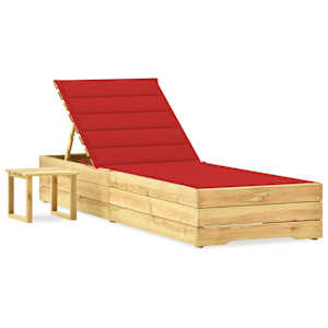 Vrtni ležalnik z mizico in blazino impregnirana borovina