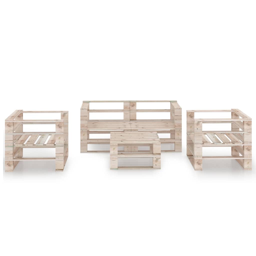 vidaXL Set Divani da Giardino su Pallet 5 pz in Legno di Pino