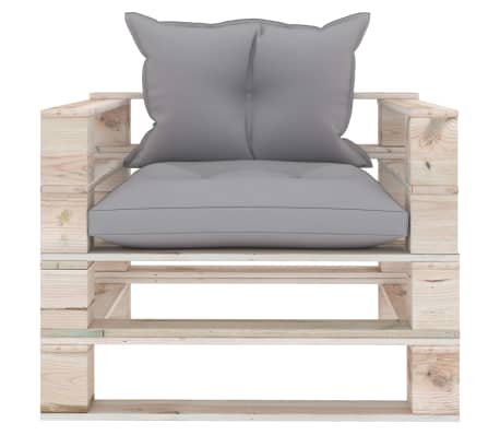 vidaXL Outdoor-Sofa Paletten mit Kissen in Grau Kiefernholz