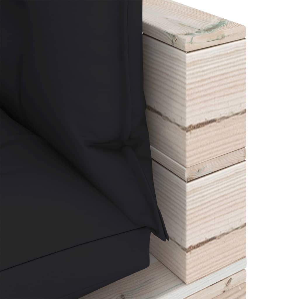 Градински палетен ъглов диван с възглавници, борова дървесина