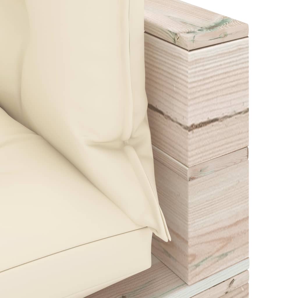 Градински палетен ъглов диван с възглавници, борова дървесина