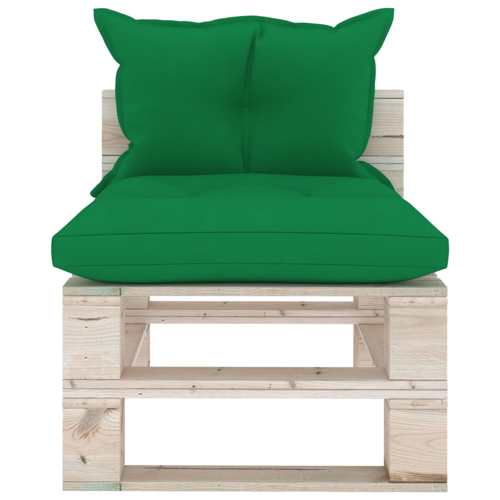 

vidaXL Tuinmiddenbank met kussens pallet grenenhout