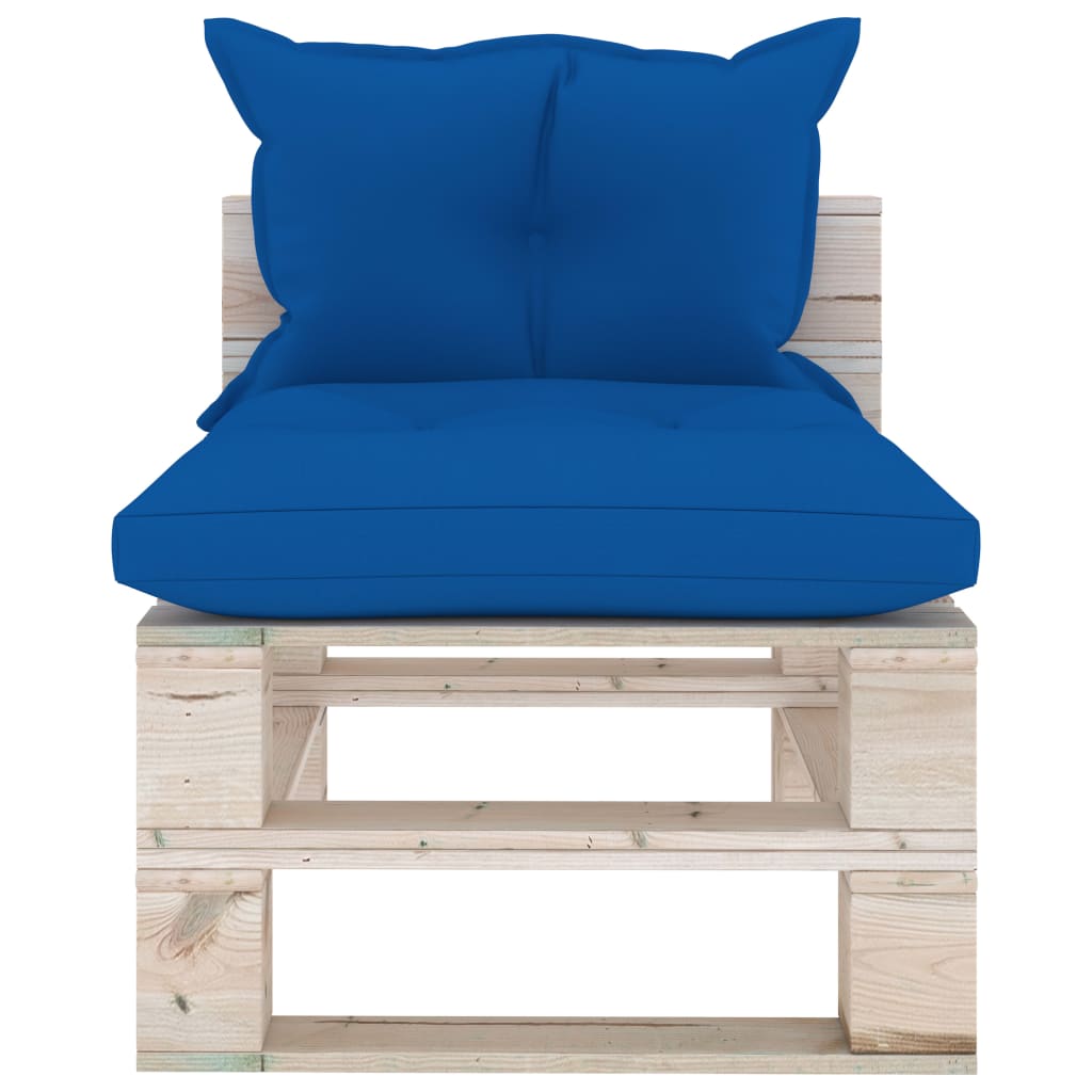 

vidaXL Tuinmiddenbank met kussens pallet grenenhout