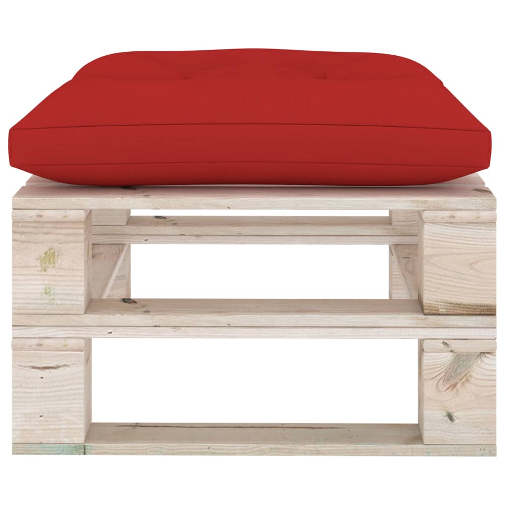 vidaXL Repose-pied palette de jardin avec coussin rouge bois de pin