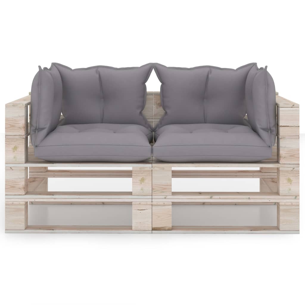 

vidaXL Tuinbank 2-zits met kussens pallet grenenhout