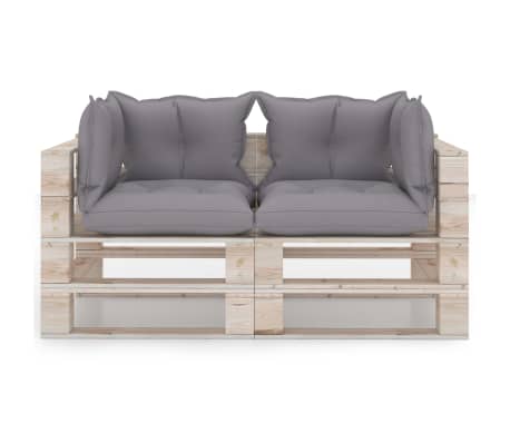 vidaXL Ogrodowa sofa 2-os. z palet, z poduszkami, drewno sosnowe