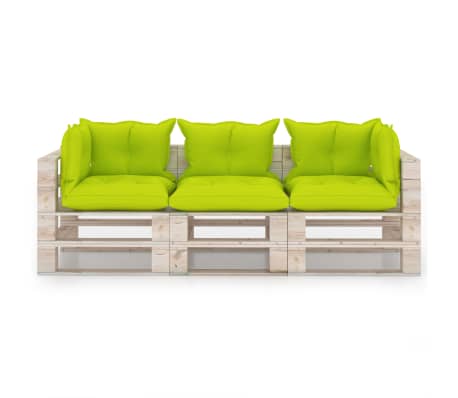 vidaXL Garten-Palettensofa 3-Sitzer mit Kissen Kiefernholz