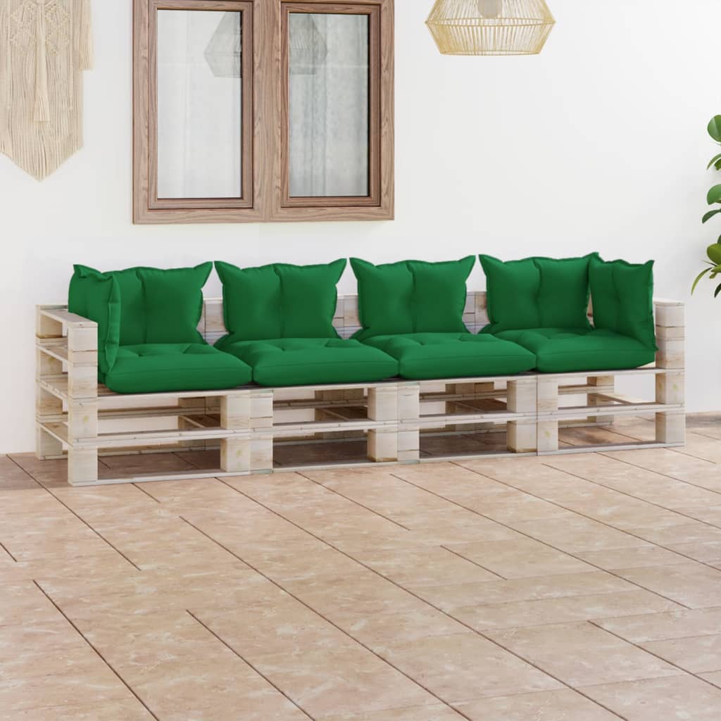 vidaXL Canapea de grădină din paleți, 4 locuri, cu perne, lemn de pin vidaXL imagine model 2022