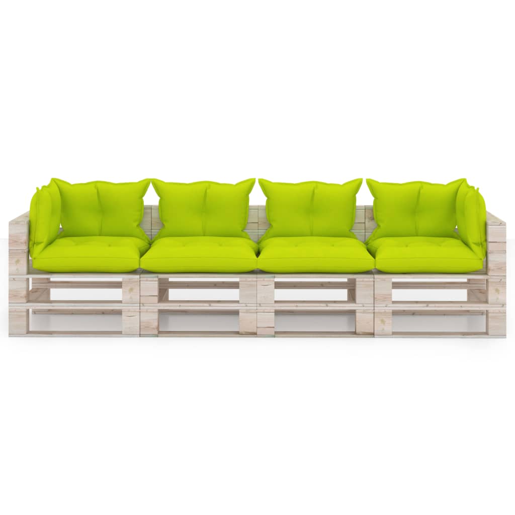

vidaXL Tuinbank 4-zits met kussens pallet grenenhout