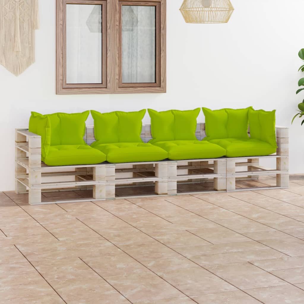vidaXL Canapea de grădină din paleți, 4 locuri, cu perne, lemn de pin vidaXL imagine model 2022