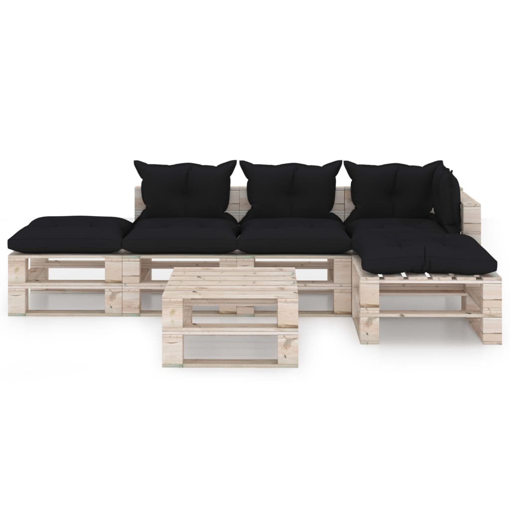 

vidaXL 6-delige Loungeset met kussens pallet grenenhout