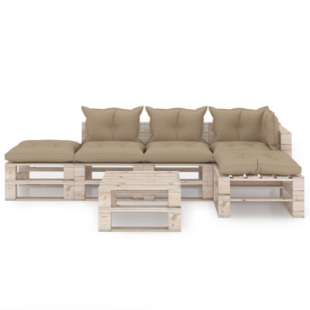 

vidaXL 6-delige Loungeset met kussens pallet grenenhout