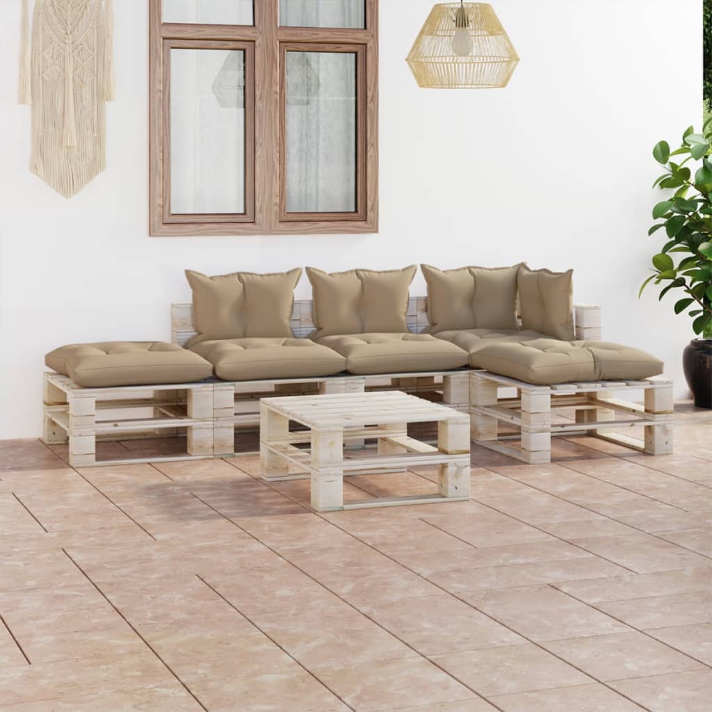 vidaXL Set mobilier grădină din paleți cu perne, 6 piese, lemn de pin vidaXL