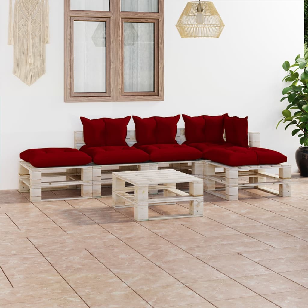 vidaXL Set mobilier grădină din paleți, 6 piese, cu perne, lemn de pin vidaXL