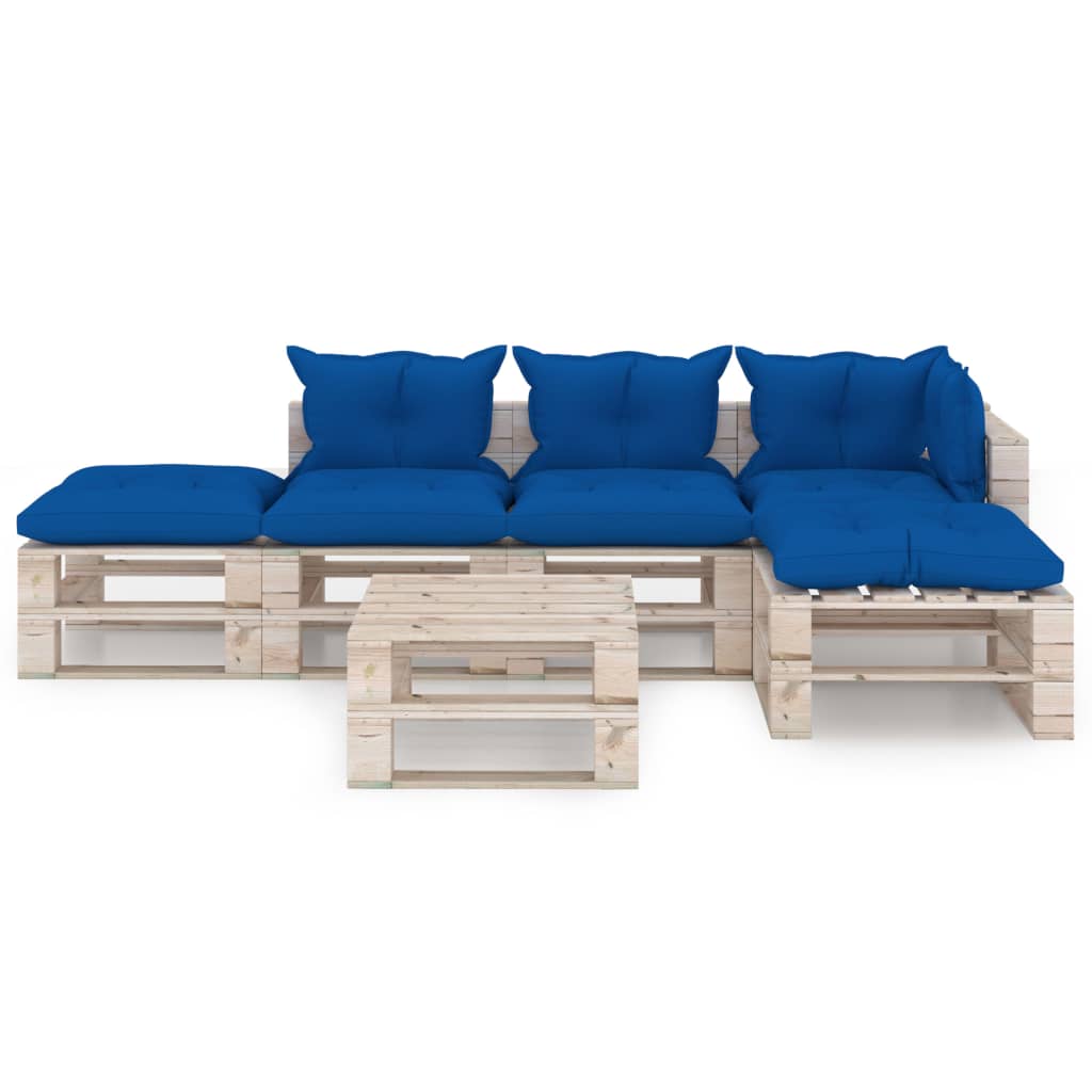 

vidaXL 6-delige Loungeset met kussens pallet grenenhout