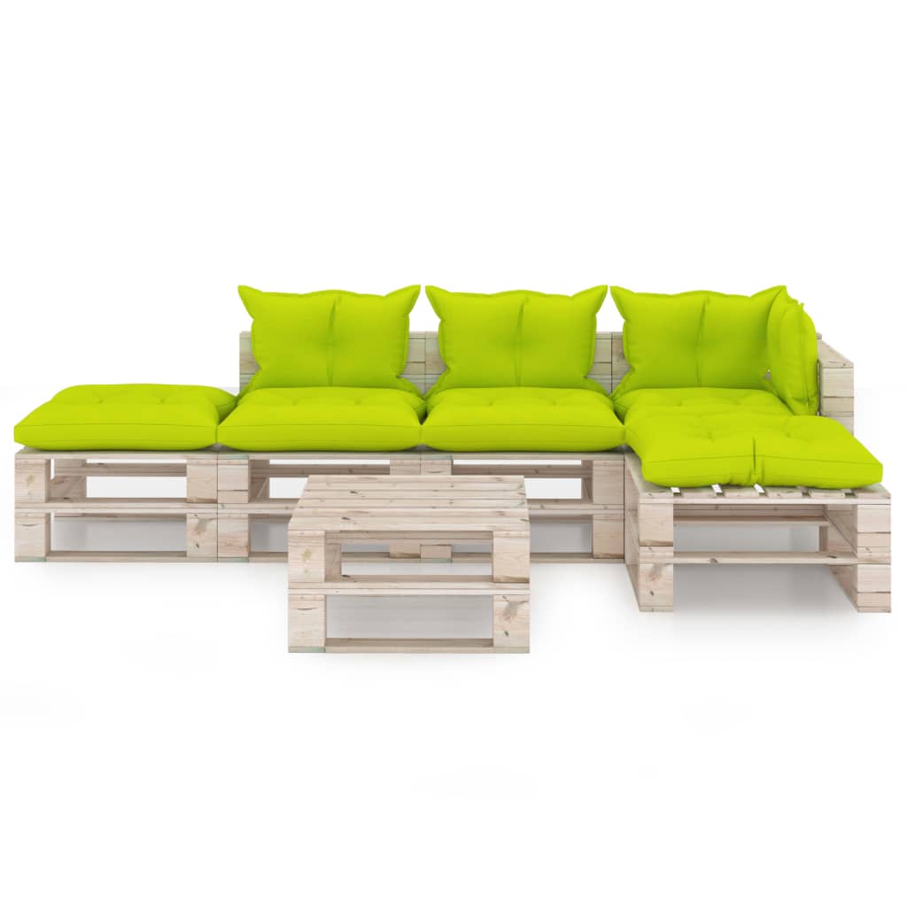 

vidaXL 6-delige Loungeset met kussens pallet grenenhout