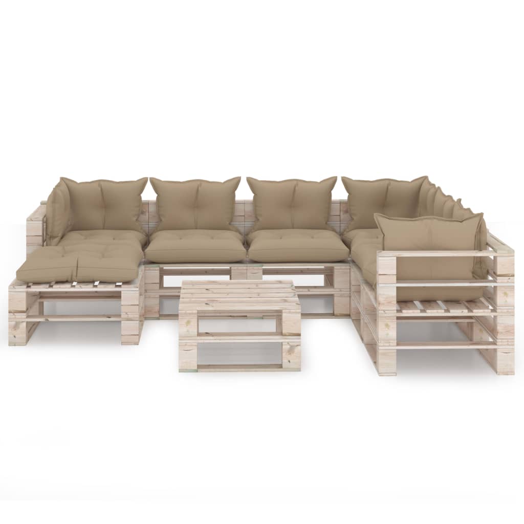 vidaXL 8-delige Loungeset met kussens pallet grenenhout