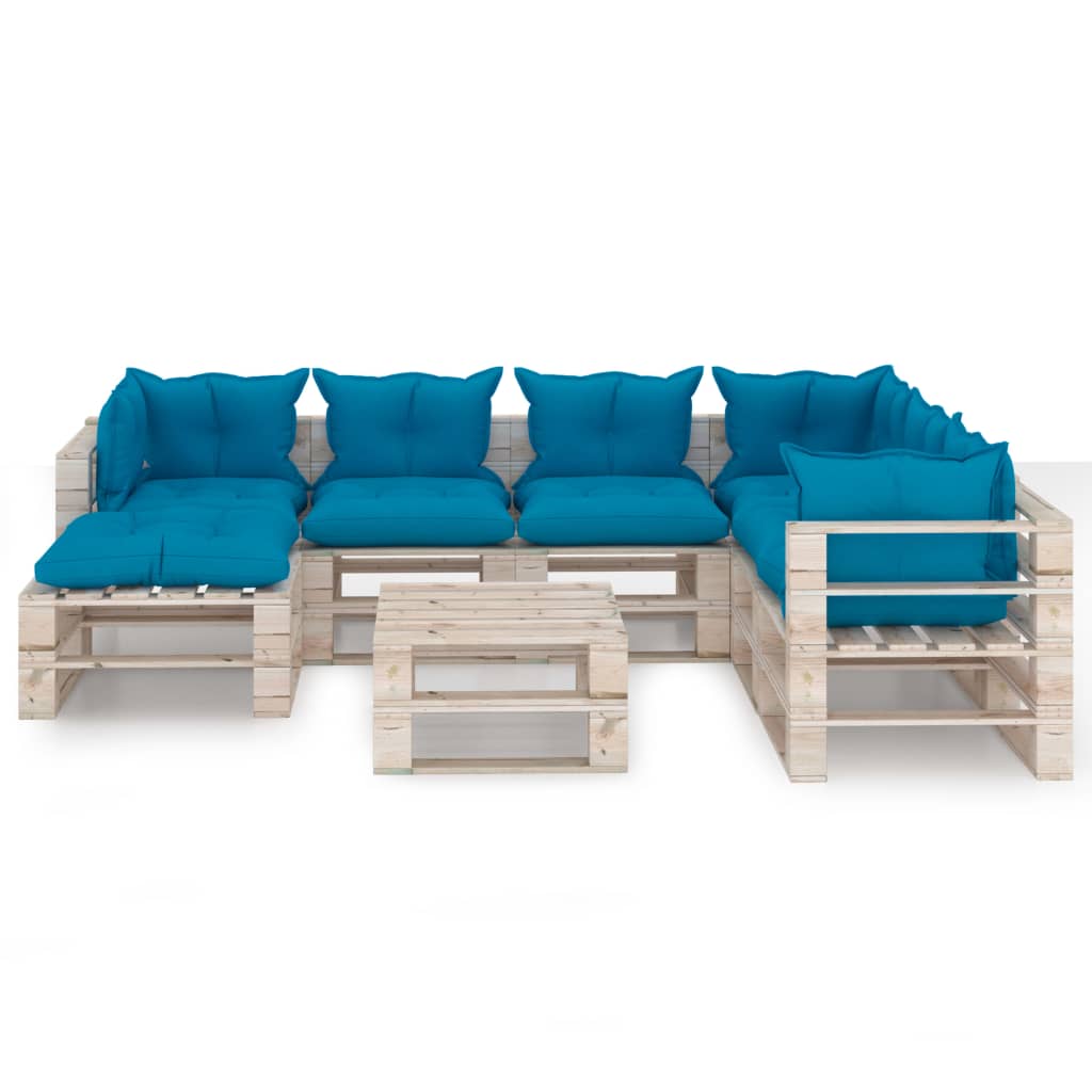 

vidaXL 8-delige Loungeset met kussens pallet grenenhout