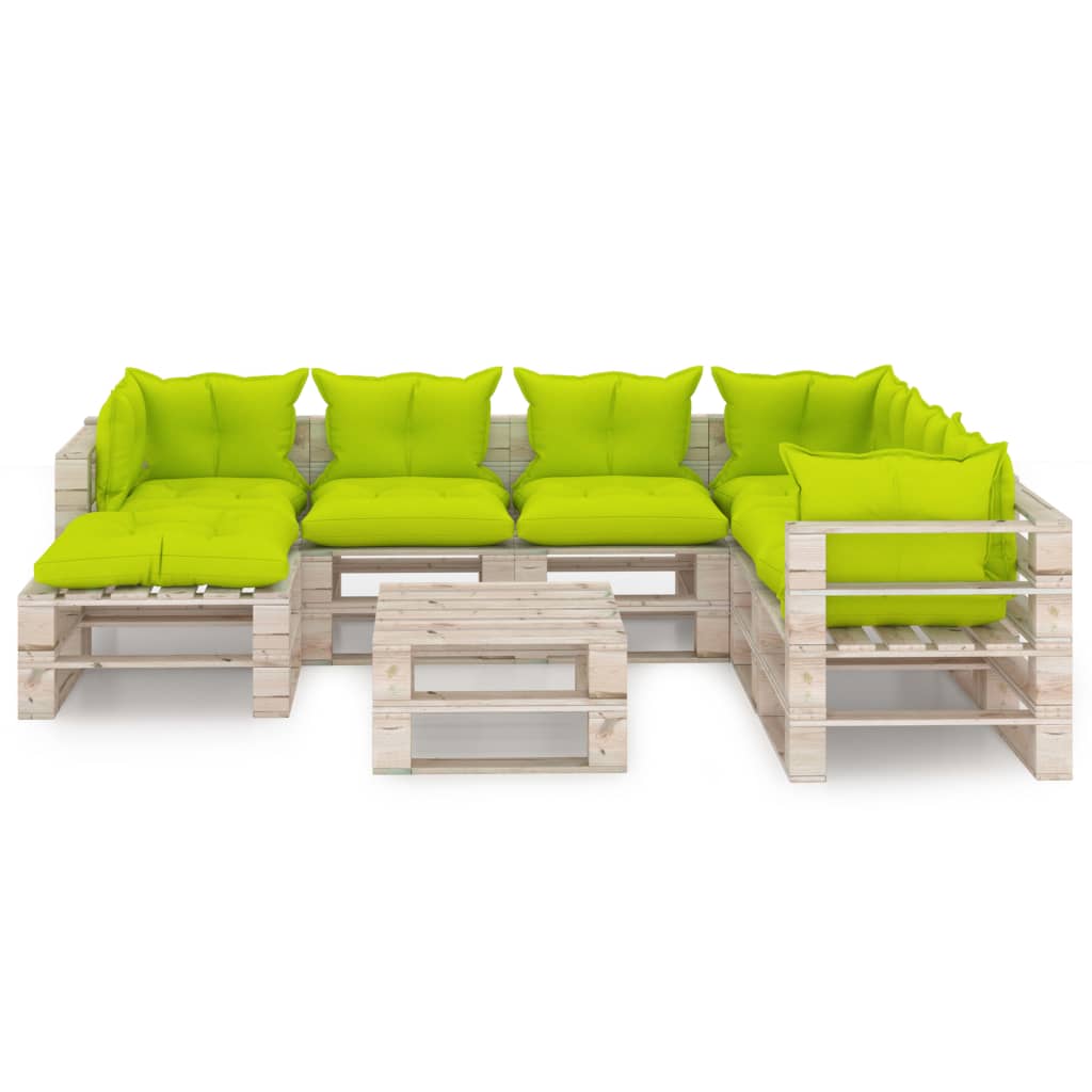 

vidaXL 8-delige Loungeset met kussens pallet grenenhout