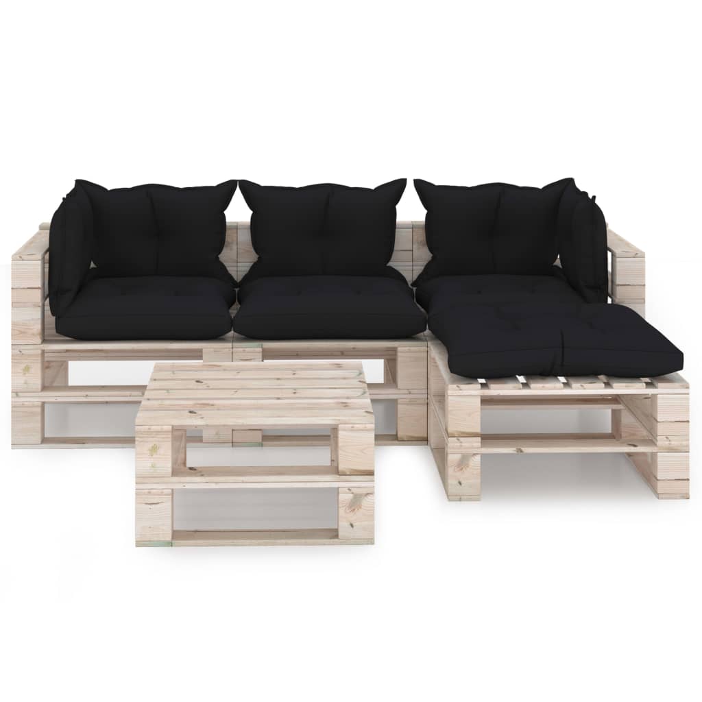 

vidaXL 5-delige Loungeset met kussens pallet grenenhout