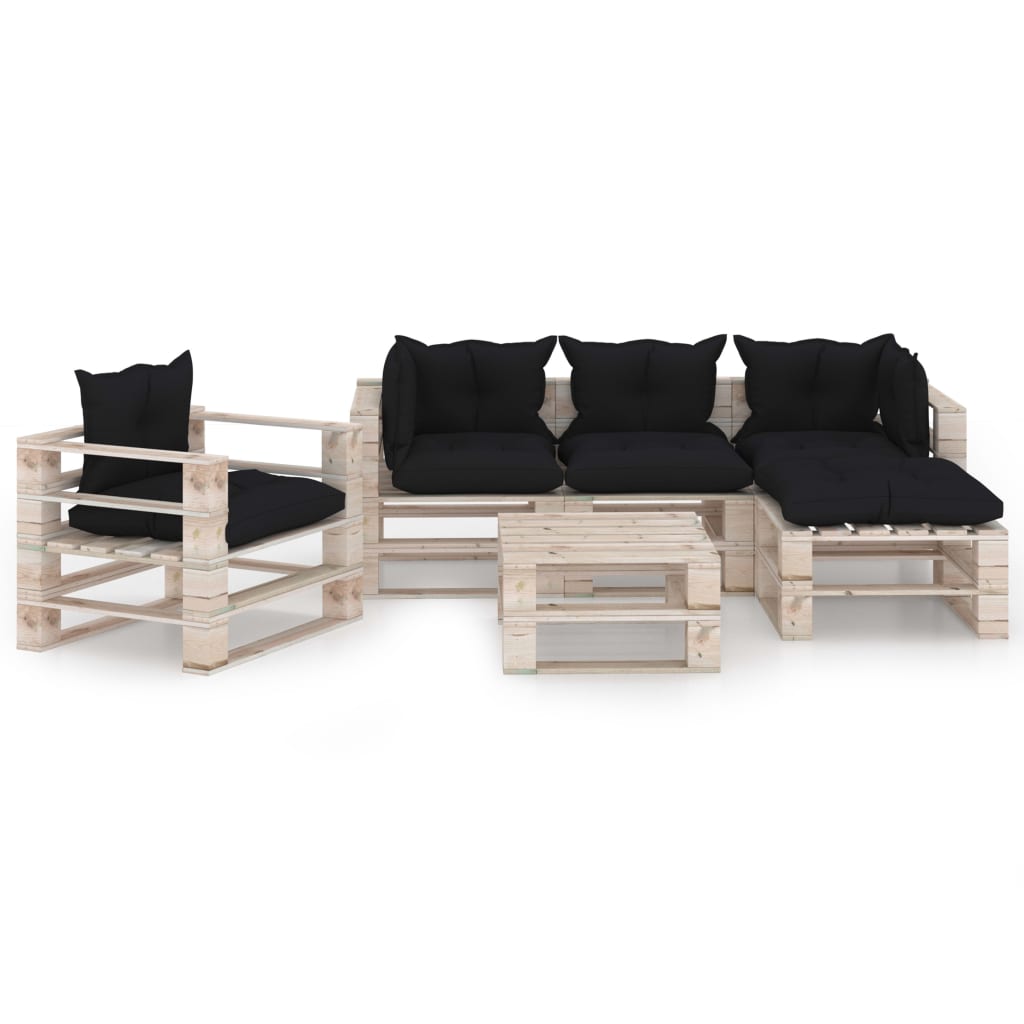 

vidaXL 6-delige Loungeset met kussens pallet grenenhout