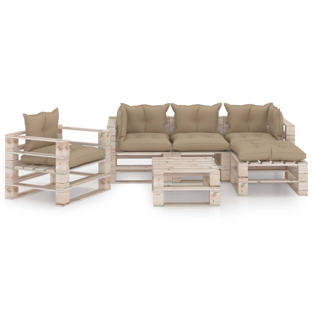 

vidaXL 6-delige Loungeset met kussens pallet grenenhout