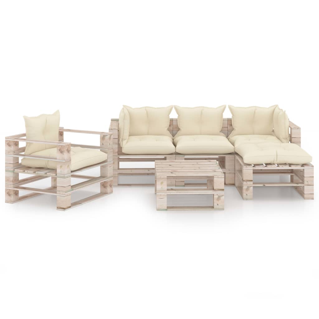 

vidaXL 6-delige Loungeset met kussens pallet grenenhout