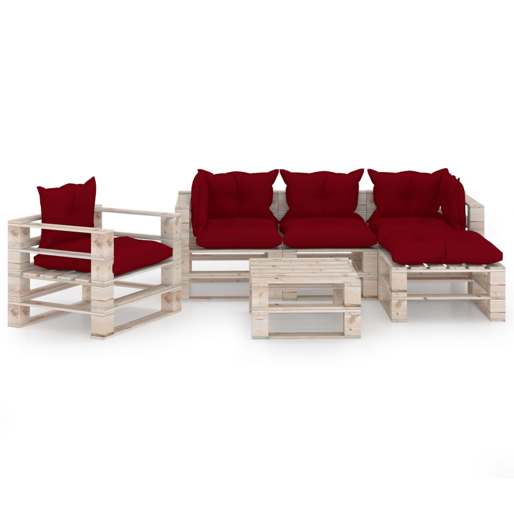 

vidaXL 6-delige Loungeset met kussens pallet grenenhout