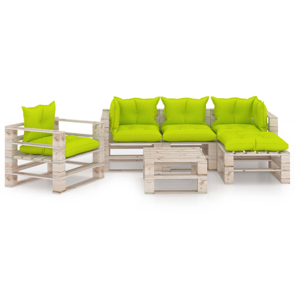 

vidaXL 6-delige Loungeset met kussens pallet grenenhout