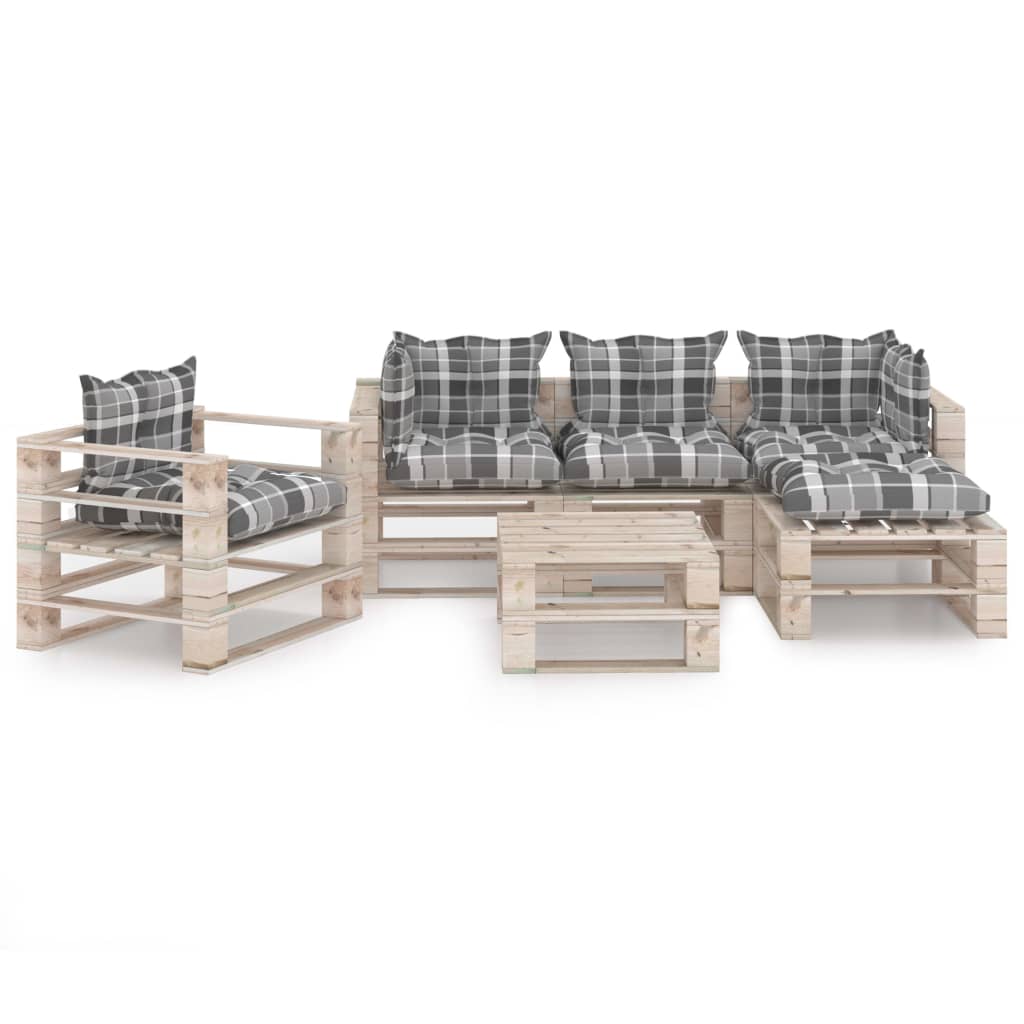 

vidaXL 6-delige Loungeset met kussens pallet grenenhout