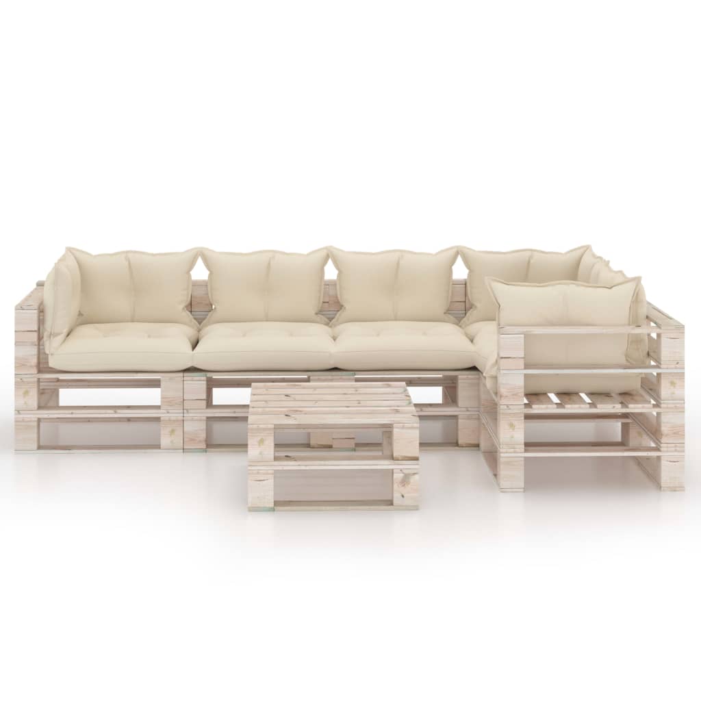 

vidaXL 6-delige Loungeset met kussens pallet grenenhout
