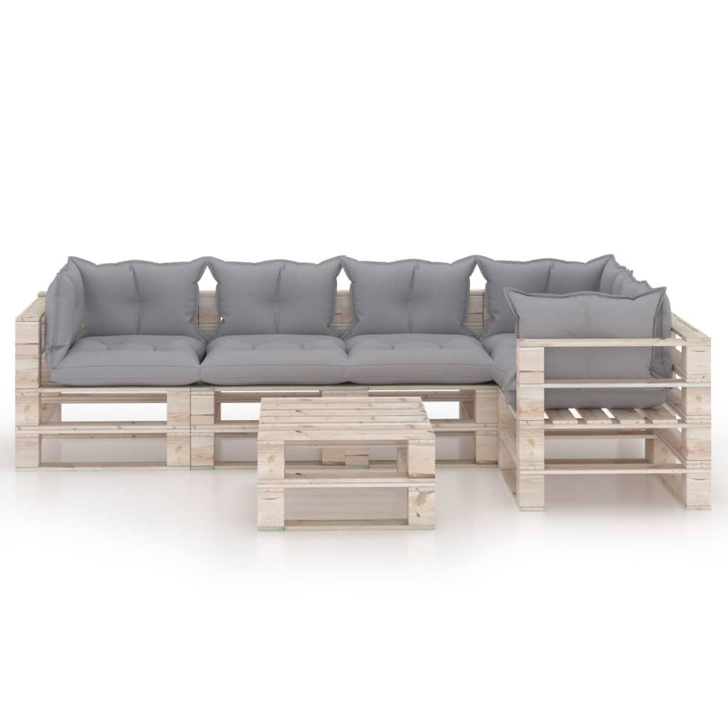 

vidaXL 6-delige Loungeset met kussens pallet grenenhout