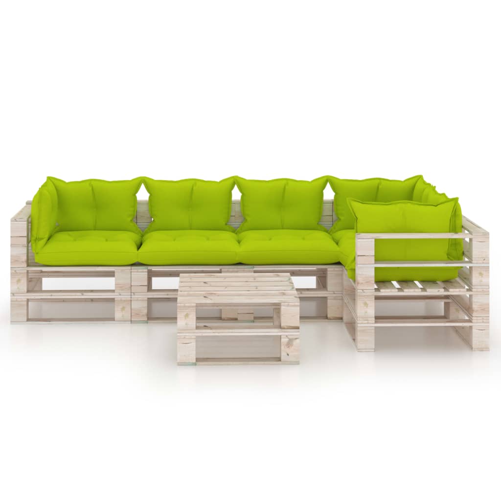 

vidaXL 6-delige Loungeset met kussens pallet grenenhout