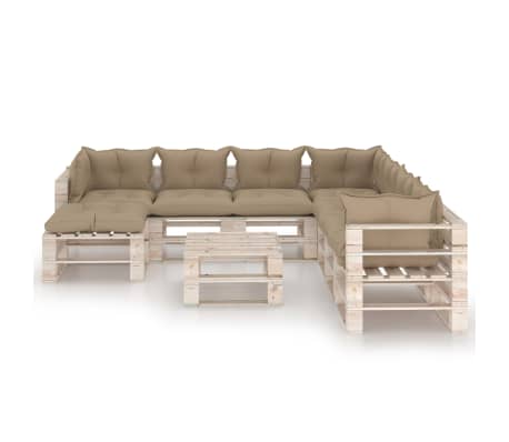 vidaXL 9-cz. zestaw wypoczynkowy z palet, z poduszkami, drewno sosnowe